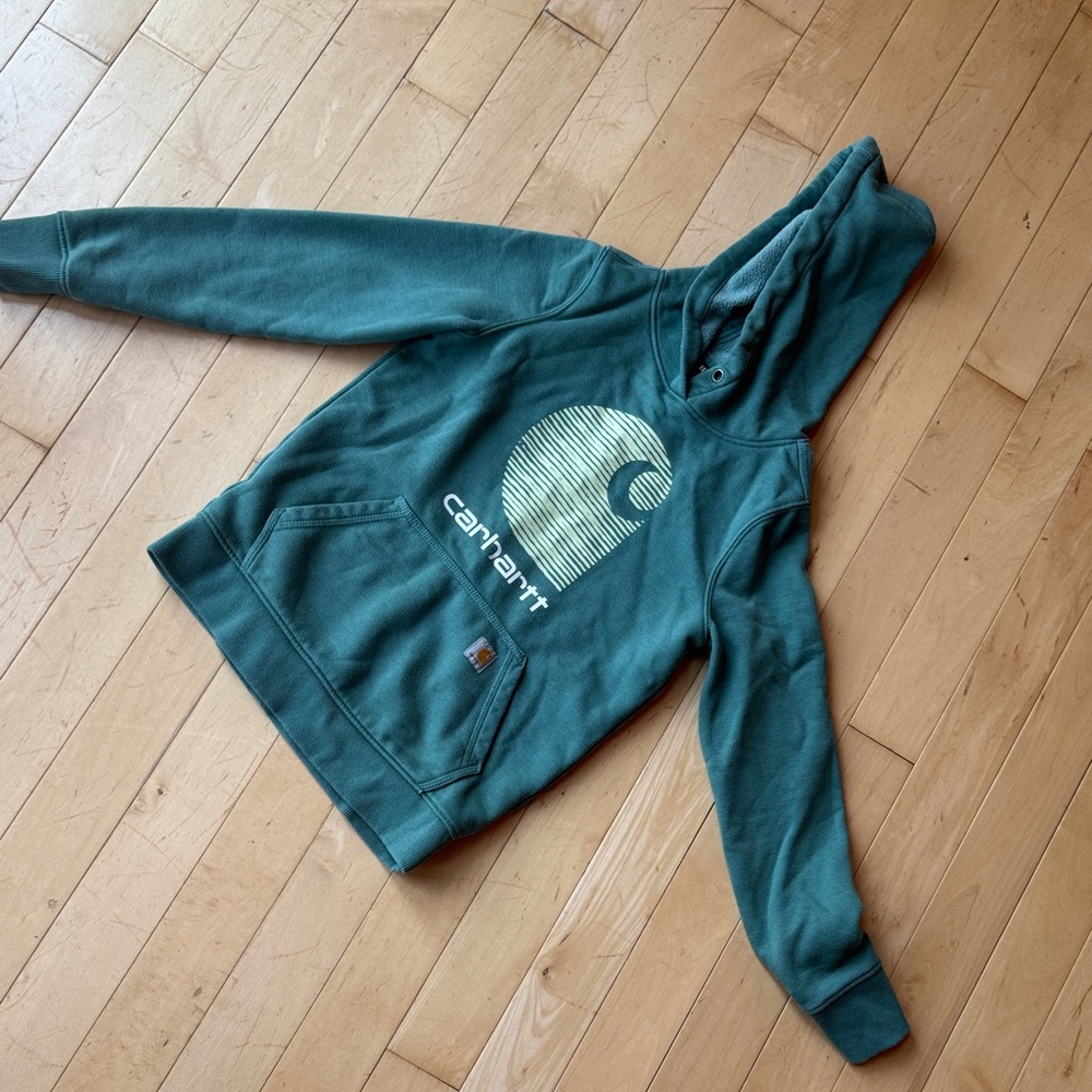 Carhartt Teal Hoodie with Iconic Logo size womens XS (0-2)